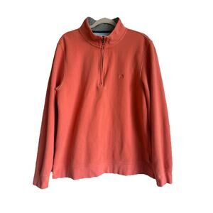 Brooks Brothers Cotton Blend 1/4 Zip Sweater Men’s L Coral Lightweight Preppy